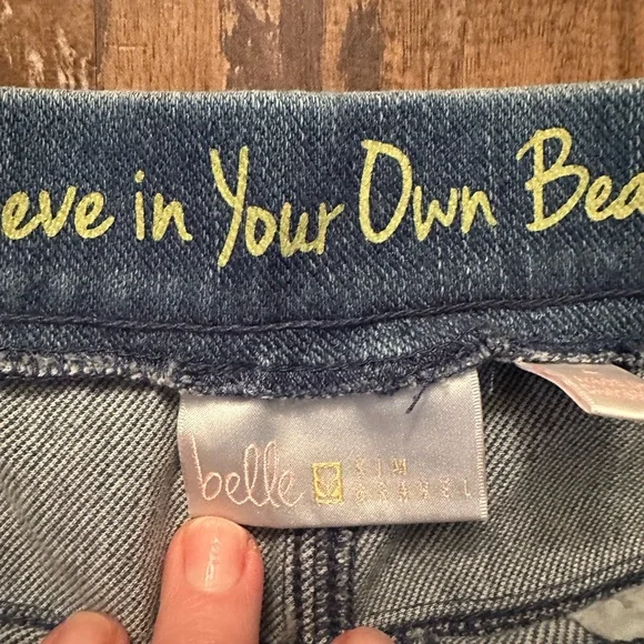 Belle by Kim Gravel Blue Cropped Jeans with Floral Design - Picture 2 of 7